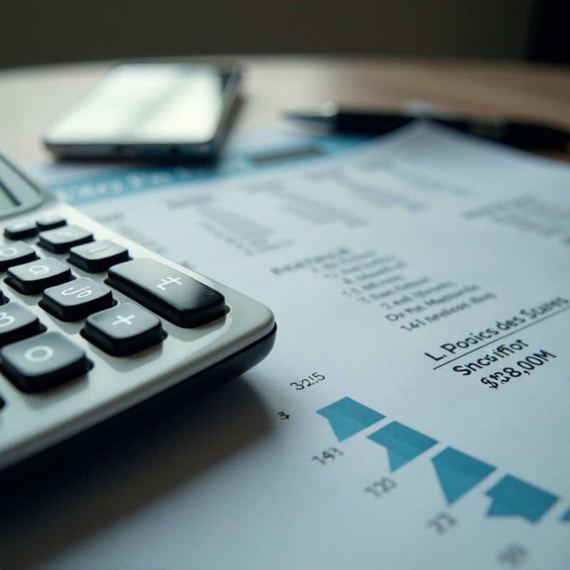 A close-up of financial documents and a calculator.