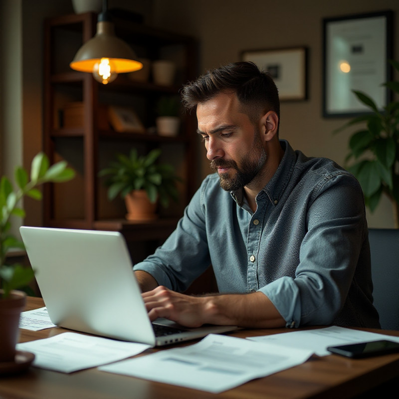 A man analyzing credit scores and reports.