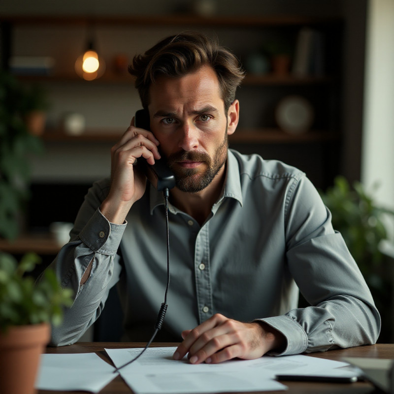 A man negotiating his monthly bills on the phone.