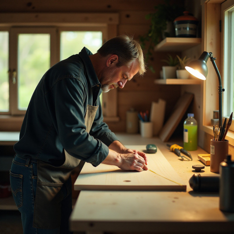 A person working on a home improvement project using tools.