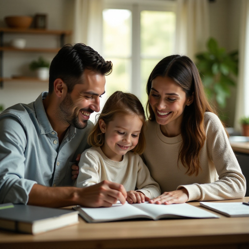 Family engaging in financial planning with 'The Barefoot Investor for Families'.