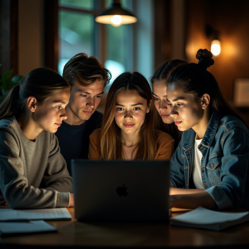 Teens learning about finance on a laptop.