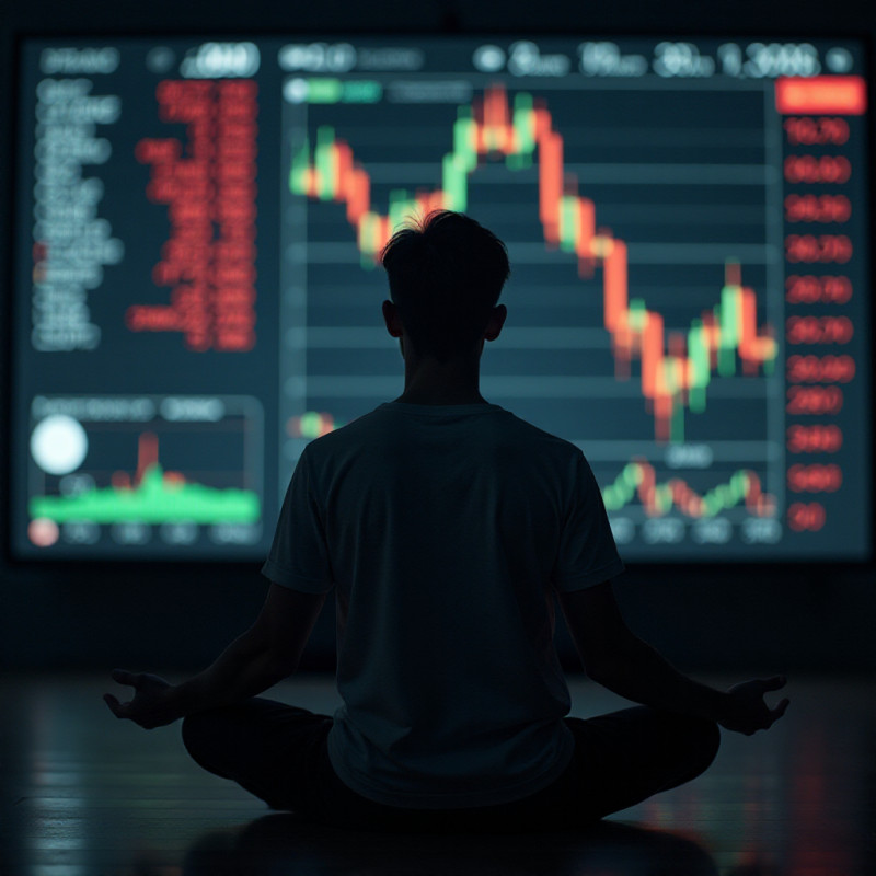 Young male practicing mindfulness in the face of market fluctuations.