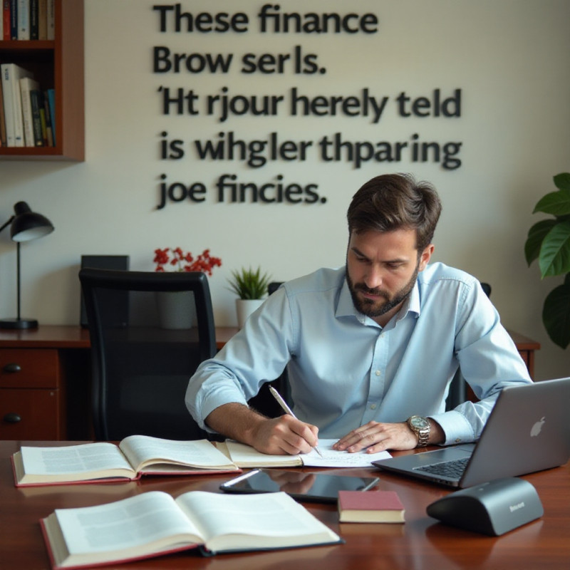 A man studying finances at a desk with books and a laptop.